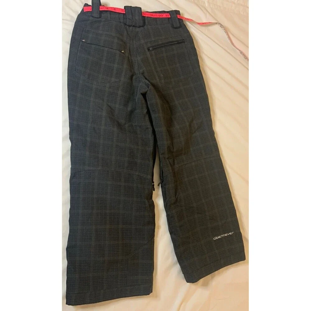 Obermeyer EWS Gray Plaid Snow Ski Pants Insulated Adjustable Waist Juniors 12